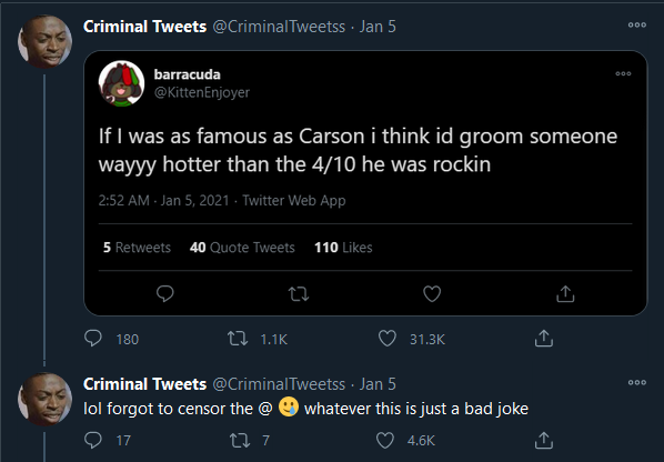 -the way they jump from "legitimate creepy tweet 'joking' about wanting to groom people" to "someone made a stupid sexual tweet joking about a cartoon dragon" is worrying.(also love how they give the genuinely creepy tweet a "it was just a bad joke" excuse)