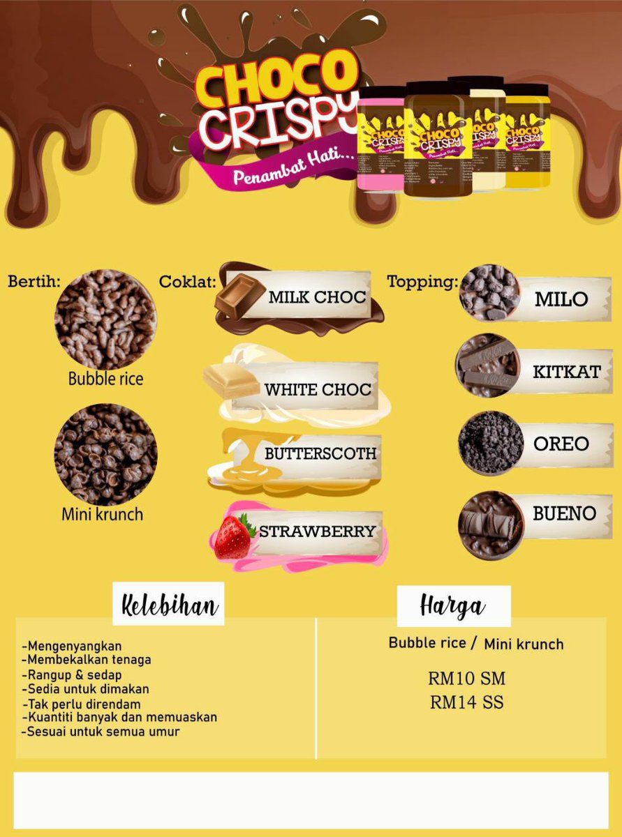 alsyasuez's tweet photo. @y0urfvgurl Pernah tak kalau korang makan something sorang sorang rasa macam something wrong, tapi kalau makan makanan member sedap pulak rasa macam nak habiskan?

Tag kawan korang suruh belanja #Chococrispy mana tahu rezeki korang tiba tiba member belanja rm10 jee 🤩
Cepat while stock last https://t.co/qdkiUMOW1h