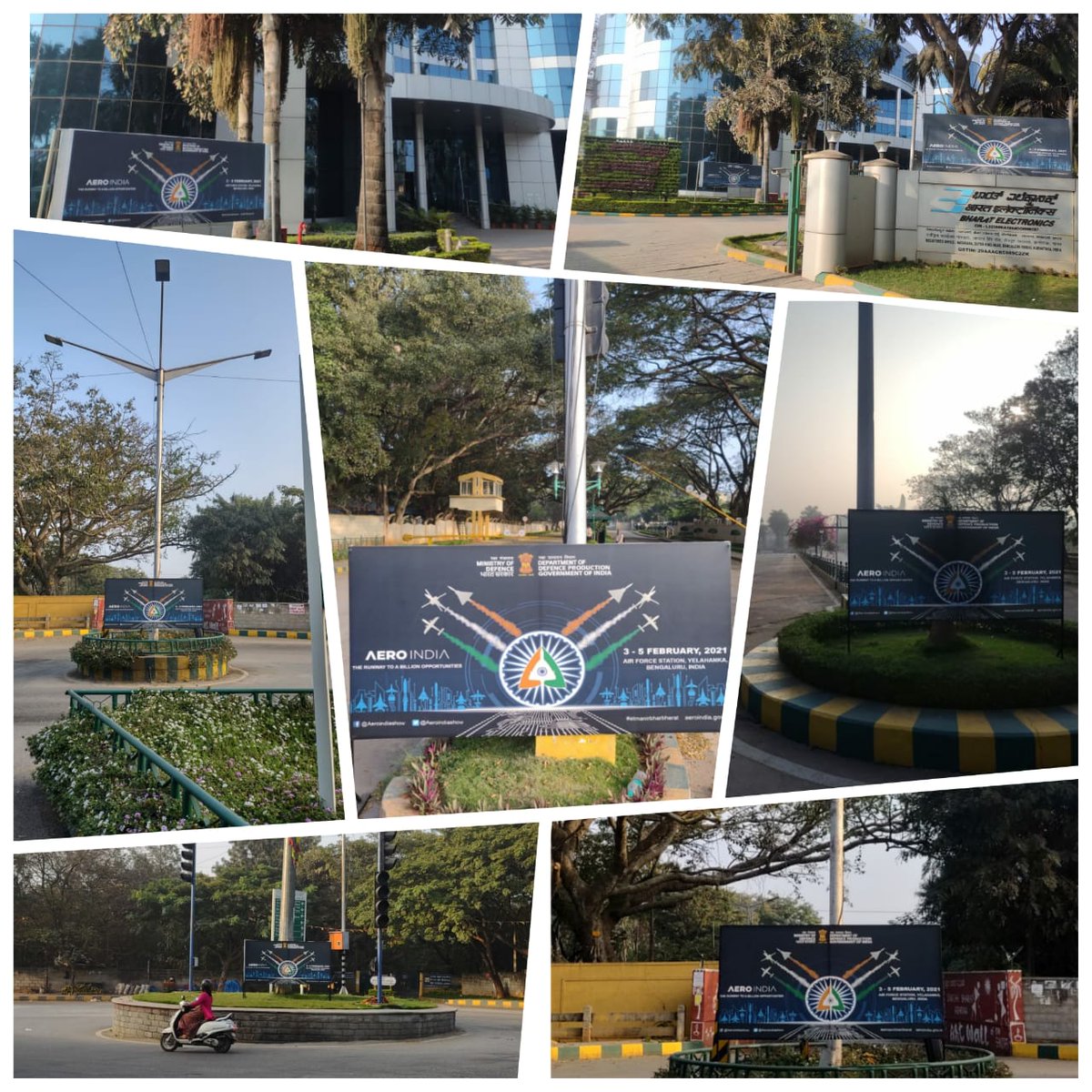 Outdoor branding activities for Aero India 2021 carried out by BEL in and around its factory, township and Corporate Office in Bengaluru
