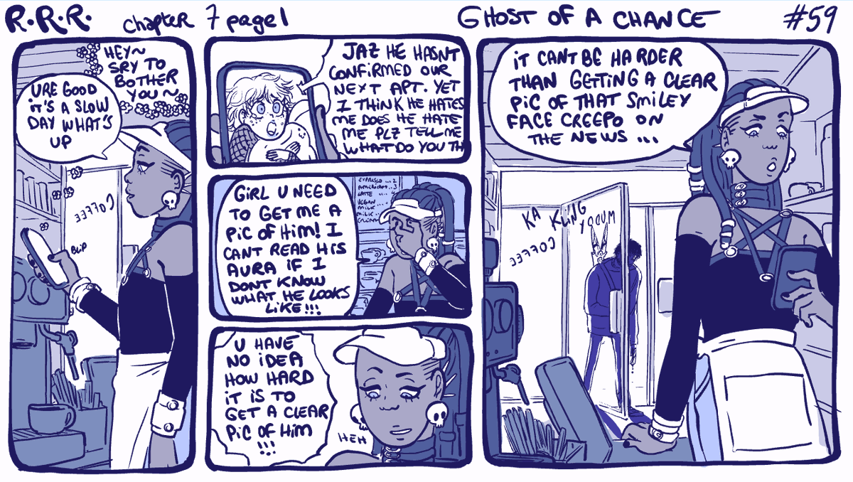 #rodneyRrodney chapter 7 page 1 : ghost of a chance. strip 59. let's get some Jaz action :D