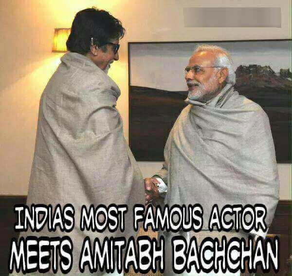 Country's biggest actor @narendramodi with our friend & nation's favorite @SrBachchan....to be taken in pure spirit of humour on a #SundayHumouSpecial👇👇