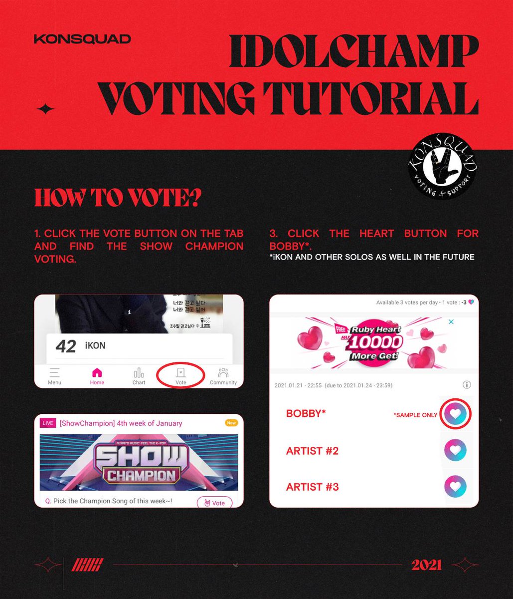 Voting on IdolchampVotes: 3 per ID, per dayVoting period: 6pm KST Thursdays to 11:59pm KST Sundays #iKON  #아이콘  @YG_iKONIC