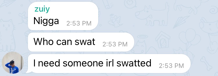 GoothieReturns's tweet image. BREAKING: Despite having guns in his video and talking about killing people, Gaston AKA OTF Zuiy 🔥🔥🔥 has resorted to begging people on telegram to swat someone 🥵 LET THEM KNOW GASTON 🗣🗣🗣🗣🗣