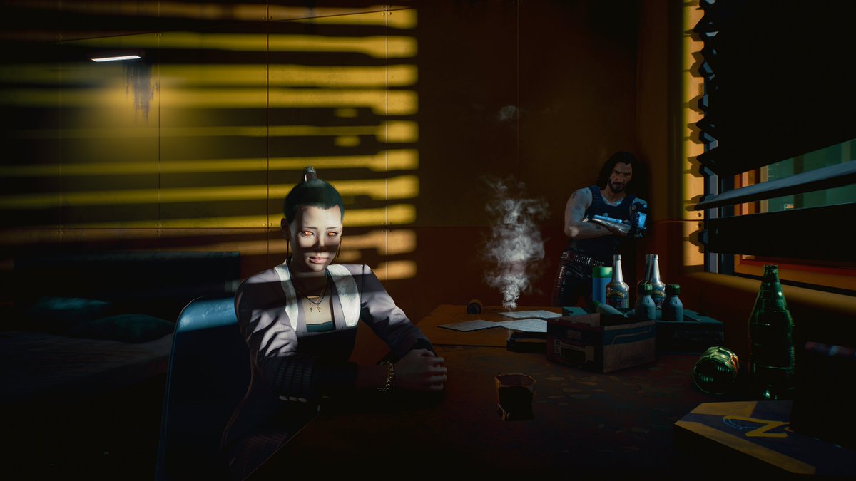 calm_eagle's tweet photo. @KsitVK @CDPR_RU @CDPROJEKTRED @CyberpunkGame I play on PC. GTX 1080Ti @ 1440p. So you may be using RTX, but would still appreciate a sense of how you're tweaking the sliders. Some compares attached. I tend to start with Vignette 50, Brightness 40, Contrast 20 and go from there. But the blacks look hazy. Maybe lower gamma? https://t.co/7q2FsP3yJE