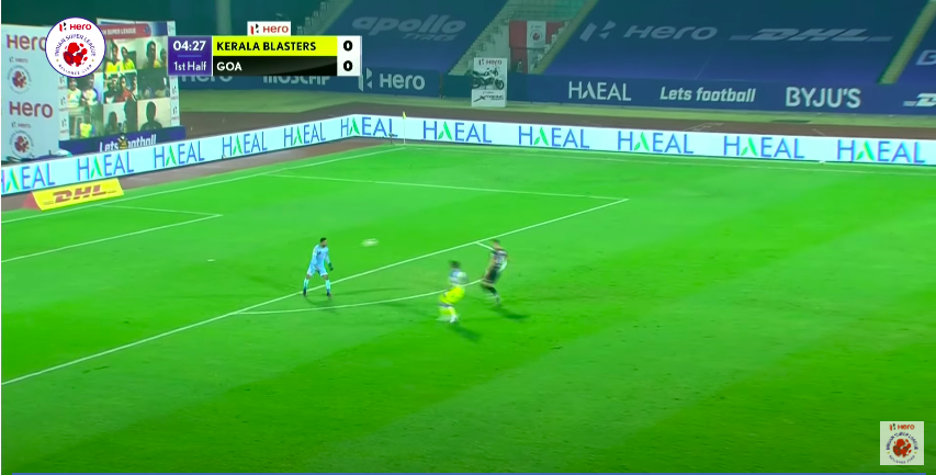 Pictorial representation of that chance: 1st Pic shows a 2v1 scenario, 2nd pic shows a 1v1 scenario after Hooper beating GK, 3rd pic shows where Rahul was after this goal scoring chance. There were moments were Hooper was telling his players to come forward while pressing.