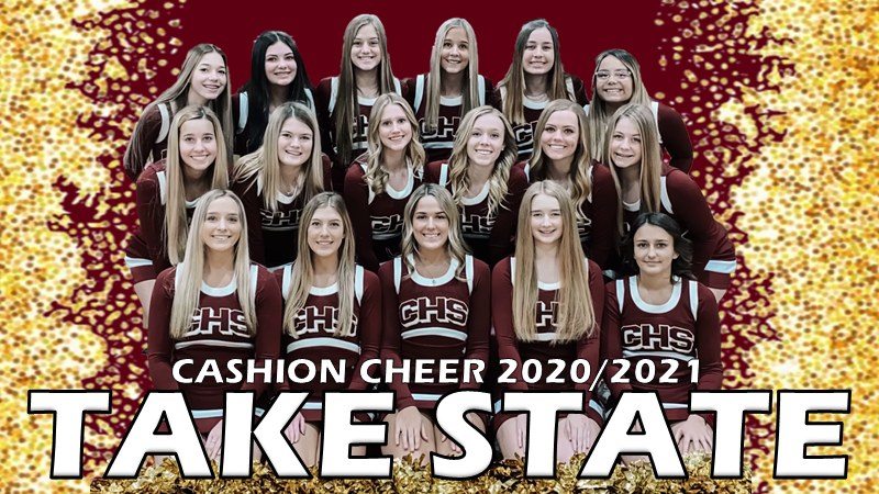 CHEER STATE SATURDAY!
Let's support our Cashion Cheer team as they compete in the 2020/21 Class 2A State Championship

Jan 30th 10 am @ Tulsa Union High School
Tickets available online only-Link provided soon

<a href="/reesehartlyn/">reese williams</a> @lojenk23 <a href="/BaylieFrazier/">baylie frazier</a> <a href="/_allisonsmith__/">Alli Smith</a> <a href="/casiwilliams/">Casi Williams</a>