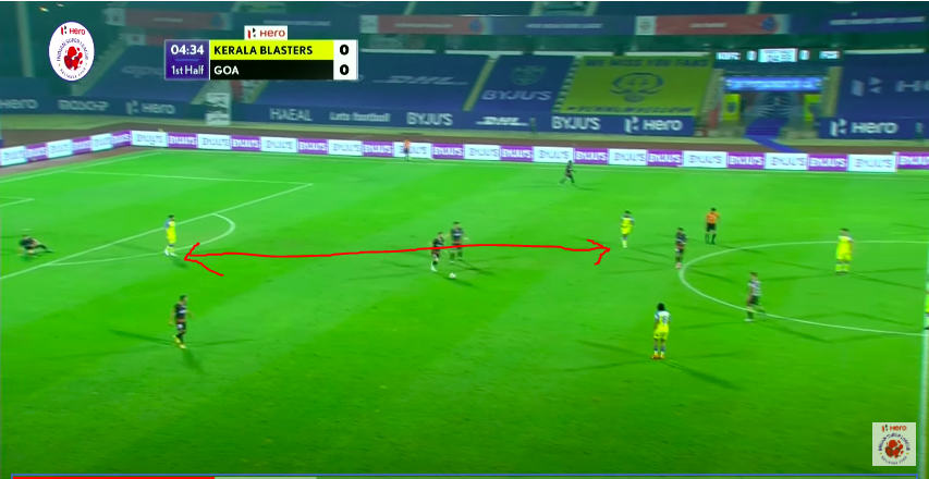 Pictorial representation of that chance: 1st Pic shows a 2v1 scenario, 2nd pic shows a 1v1 scenario after Hooper beating GK, 3rd pic shows where Rahul was after this goal scoring chance. There were moments were Hooper was telling his players to come forward while pressing.