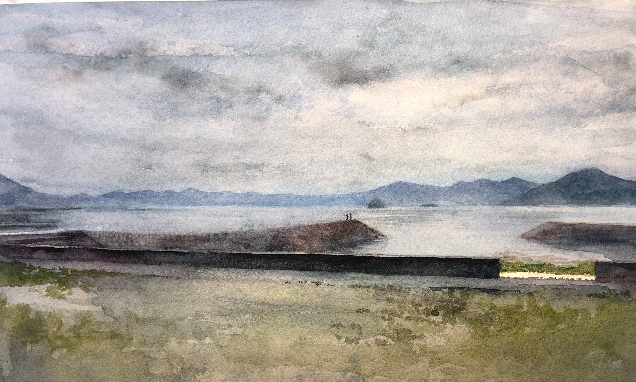 Mouen 曇り空 Watercolor Landscape 水彩画 透明水彩 風景画 大三島 T Co tgzdu9jp Twitter