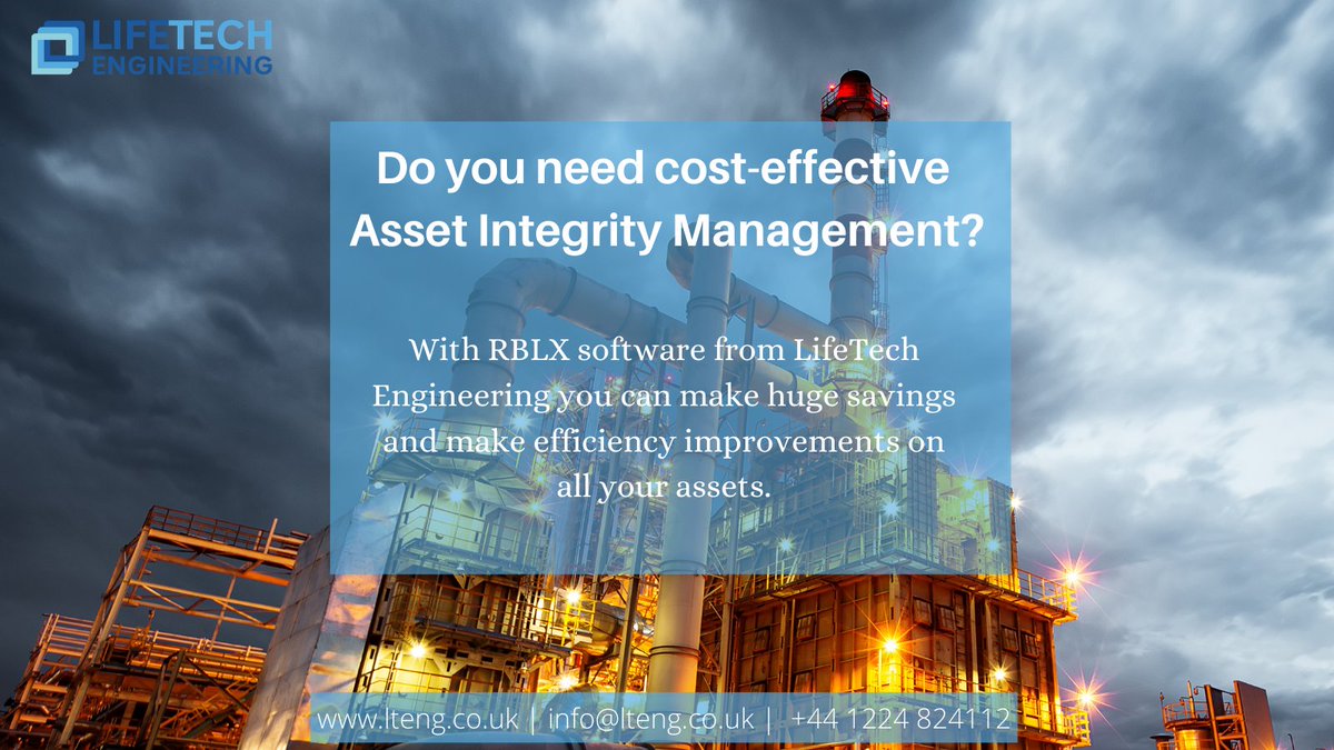LifeTechEng's tweet image. Do you need cost-effective Asset Integrity Management?

#AIM #AssetIntegrityManagement #LifeTech #LTENG