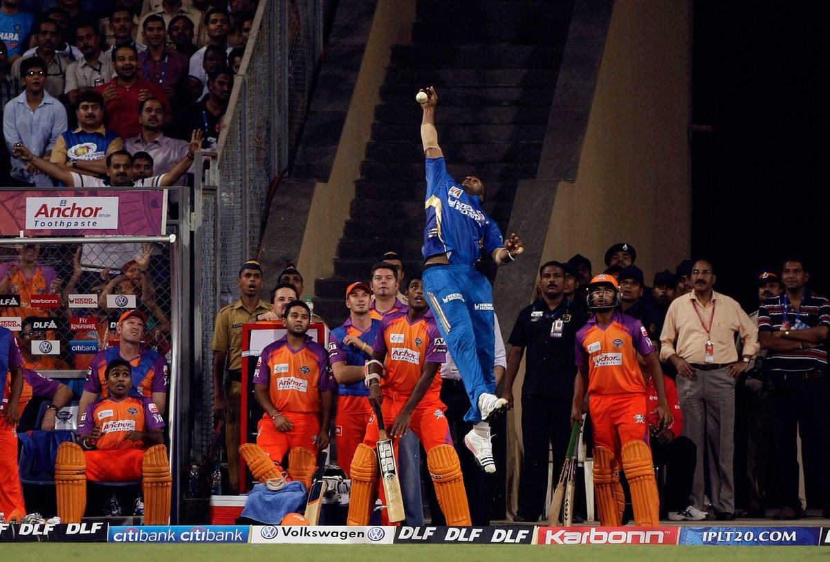 Kieron Pollard is one of the best fieldersSome of his unbelievable catches- Vs KTK in 2011- Vs RR , Kevin Copper ,2014- Vs CSK, Suresh Raina, 2019- Vs RR, Jos Buttler in 2020In tight matches he travels long on to long on during the overs to save Runs(9/n)