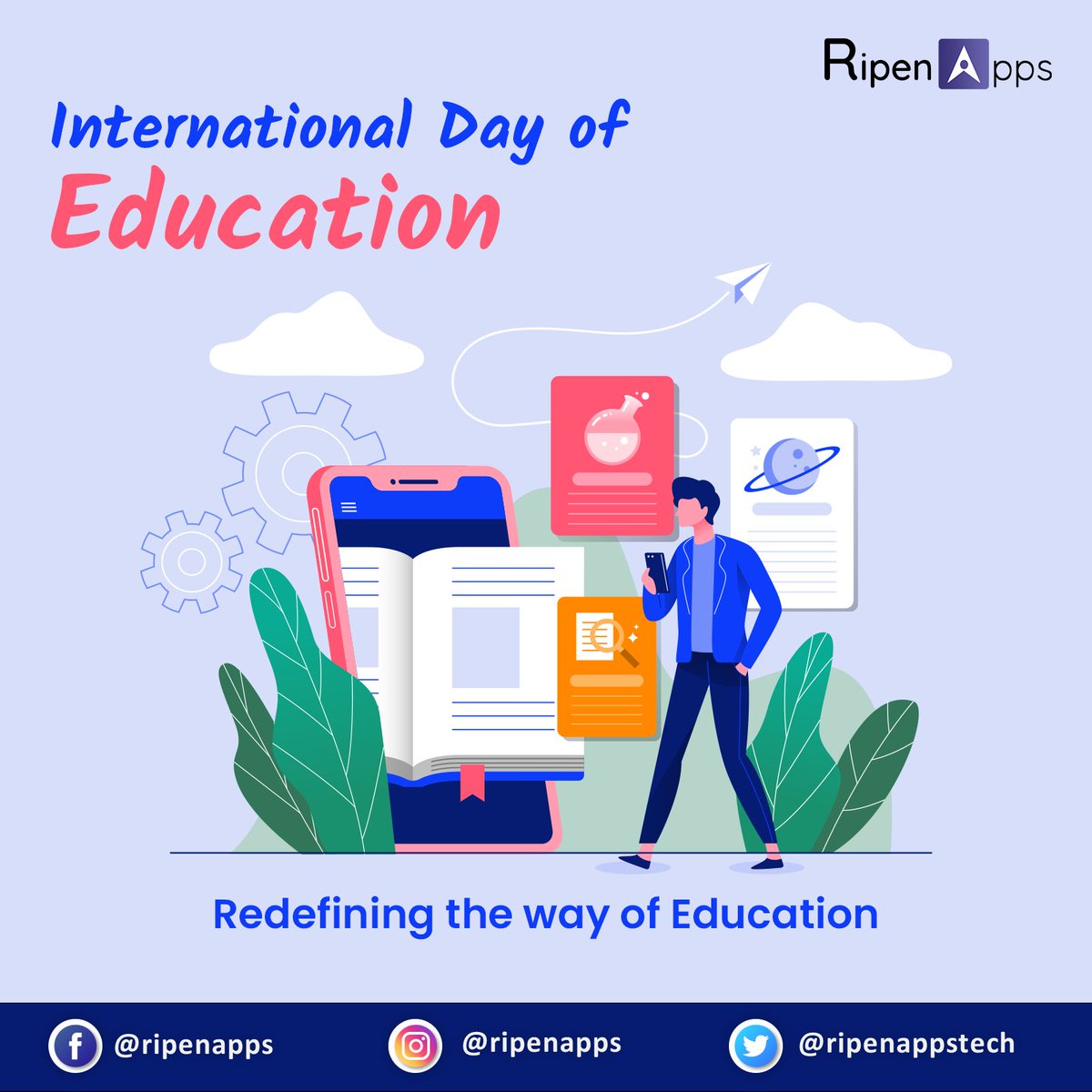 #Education 📖 is the key to unlock the door of Inventions.
#RipenApps shares gratification that our nurtured #elearningapp solutions contribute a share in imparting #learning & shaping society.

#InternationalDayofEducation2021

#internationaleducationday #NationalGirlChildDay