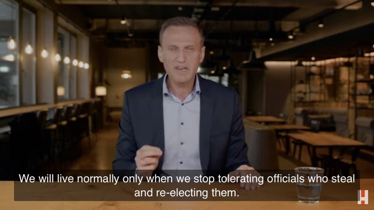Navalny pleading to stop tolerating officials who steal.