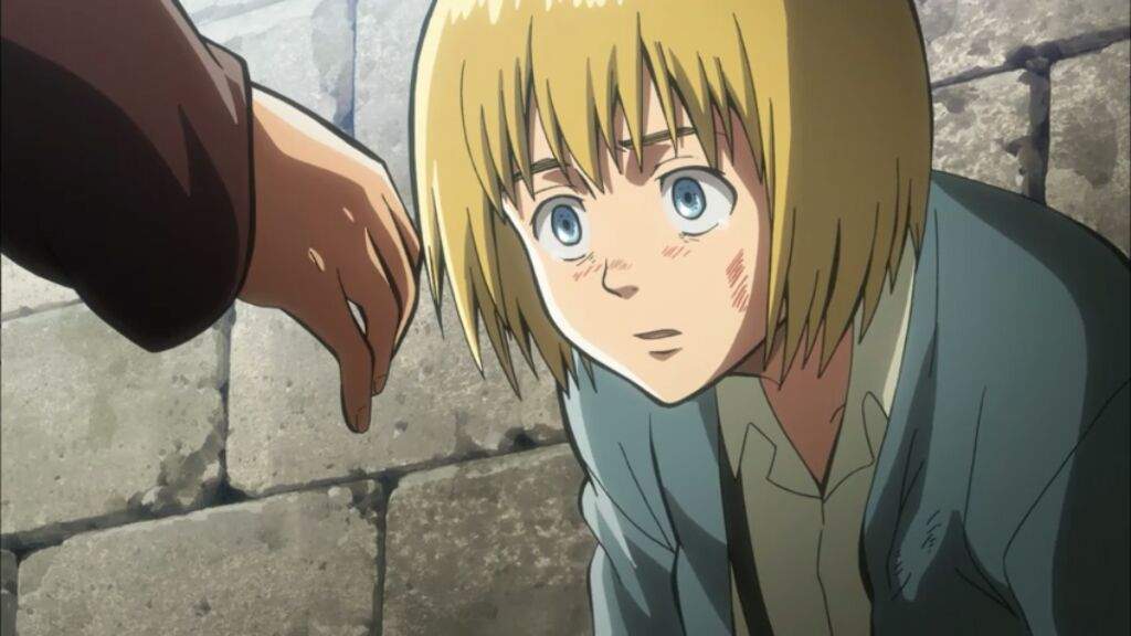 & he views himself as "weak" compared to them. in my opinion, what armin needs is someone who can trust him in his abilities. someone who he can feel like he doesnt have to own up to. someone that for once, makes him feel like hes the one protecting THEM ..not the other way round