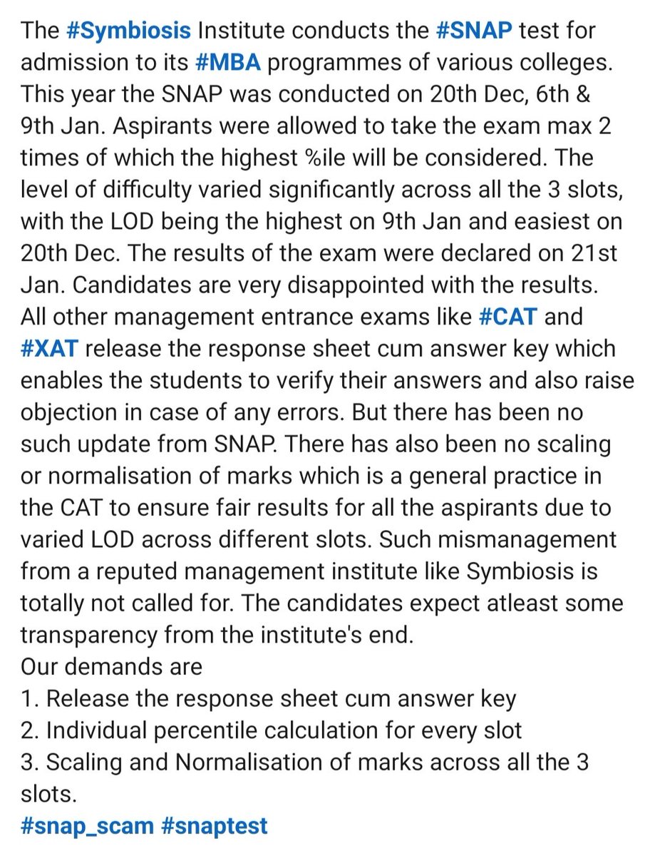_Send_News's tweet image. #JusticeForSnapAspirants
#Snap_scam #SnapExam_Scam #snaptest

@IMS_INDIA @careerlauncher @rahul_catking @Mbauniverse @ShikshaDotCom @careers360 @unacademy @pagalguy @InsideIIM @AICTE_INDIA @NAAC_India @EconomicTimes @bsindia @ugc_india @EduMinOfIndia @ABVPVoice @DrRPNishank