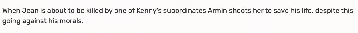 now through the series, both armin & jean has proven that they fit each other's "ideal" person. for example, with armin, armin has protected jean on occasions & offered him guidance. jean, to armin, is someone he doesnt feel inferior to. jean, to armin, is someone he can help