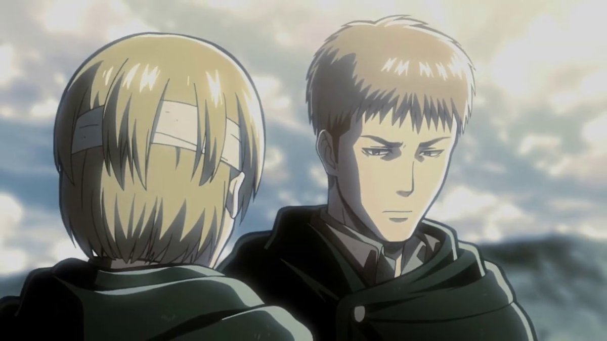 also one last note but armin is quite good at reading people. he has his own standards of evaluating whether a person is "good" or "bad" (ex: annie situation) and although its never mentioned, i think he truly sees that jean is a good person.