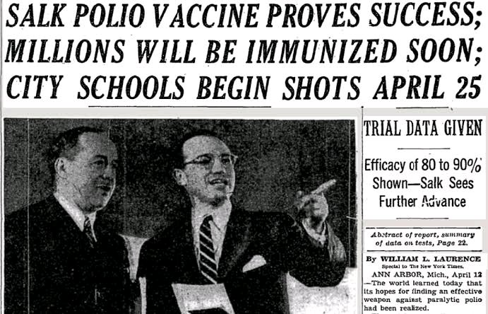 But in 1954, it worked. 1.8 million school children were vaccinated in America as a trial. Polio cases dropped precipitously. In 1952-58,000 cases1957- 5,600 cases1961-161 casesIn the same year of 1961 Dr Albert Sabin's attenuated vaccine was finally ready