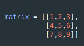 We represent matrices(plural for a matrix) in Python using a LoL (List of Lists).