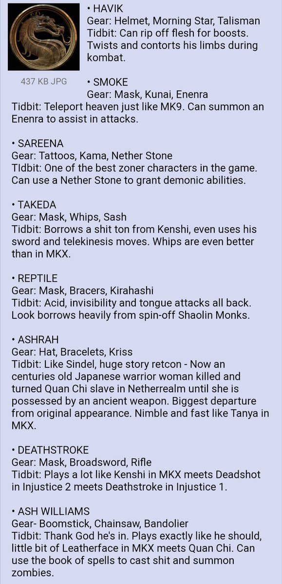 New #MortalKombat11 KP3/KP4 leak, describing the characters and their gear/playstyle. #MK11 #MortalKombat11Ultimate #MKUltimate
