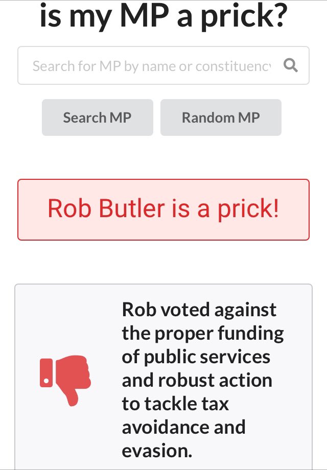 karen_flynn's tweet photo. @jaxd38 @stimmo It’s been updated by his constituents Haha #RobButler https://t.co/uG3RSIQIEo
