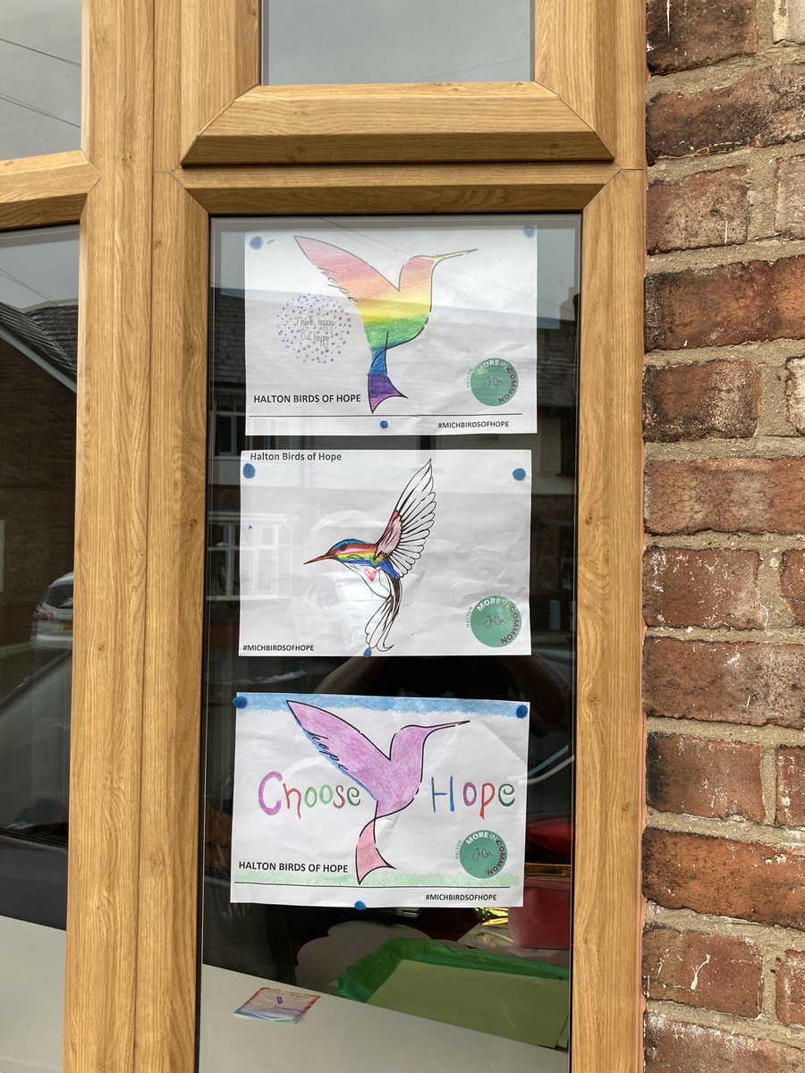 HaltonMore's tweet photo. Our Birds of Hope are in the window to be enjoyed by people walking by - today we are writing out some messages of hope in cards to post to neighbours and friends to show we can still be connected whilst we are apart during this lockdown
#michbirdsofhope #MoreInCommon https://t.co/k58GYdCmvE