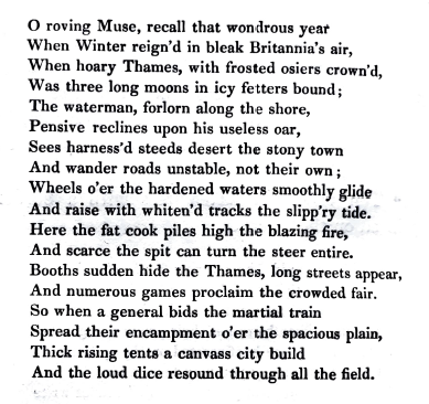 The Frost Fair of 1715-16 was also a good one, with a new "canvas city" built on the river.