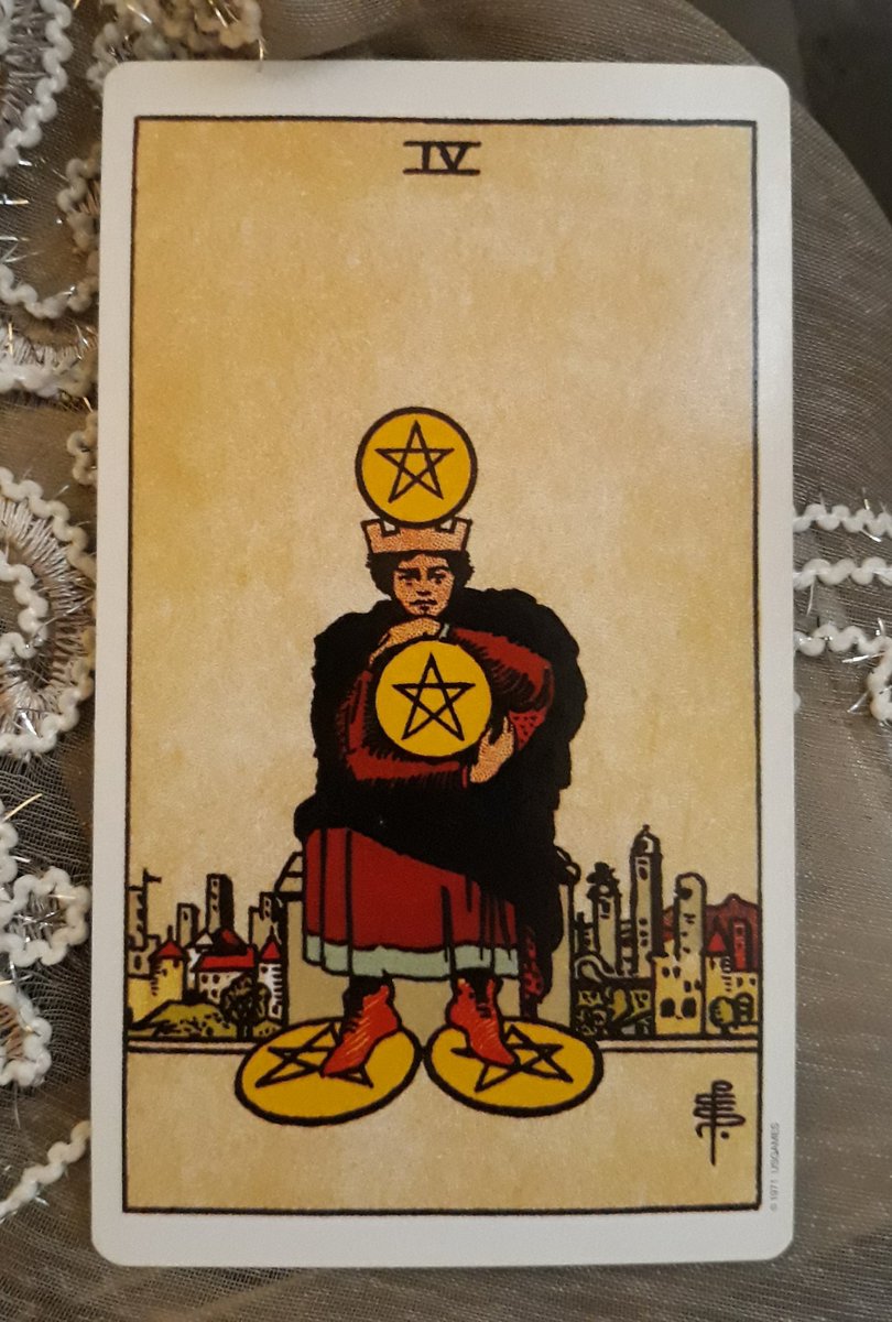 AngelikaAngele's tweet image. Sunday 24th of January 2021.
Four of Pentacles:
Attachment to matter. The humans and the regressive reptilian races that mixed with them, may not have eternal life, like the rest of us do. Their time is up. The show goes on as long as it musts. #March2021 #trumpsara #USARepublic