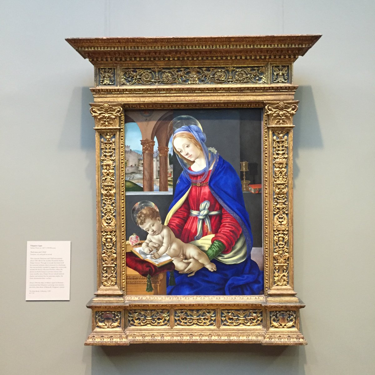 This exquisite 'Madonna and Child' was painted by #FilippinoLippi about 1483-84 for the wealthy Florentine banker Filippo Strozzi. 

Like many wealthy men, Filippo Strozzi valued material display and insisted that his paintings employ the finest ultramarine blue - as here.
