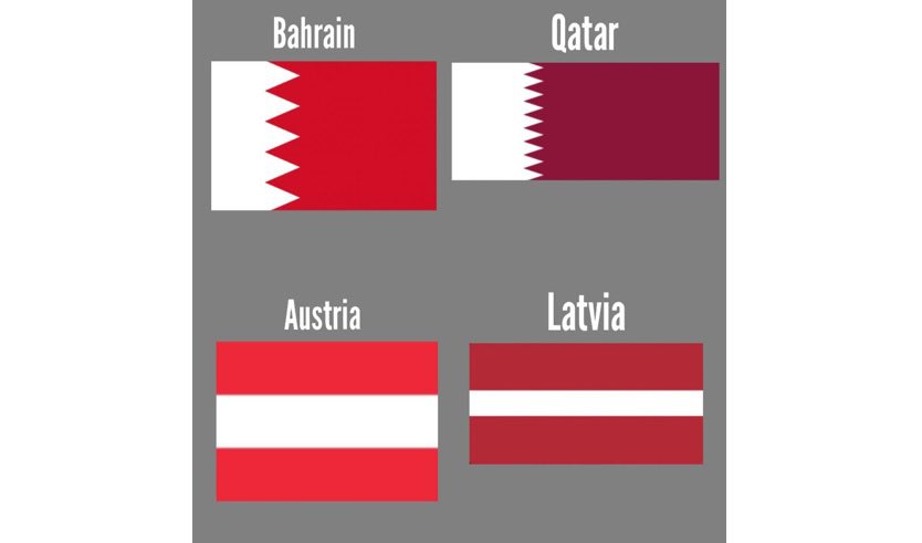 地図フリーク A Twitter 中東の色違い 欧州の色違い 国旗 オーストリア国旗 もラトビア国旗 も 10 11世紀の戦場の白布と流血を意味する オーストリアに関しては俗説だ レオポルト5世の母の実家家系 東ローマ帝国 に由来する バーレーン旗