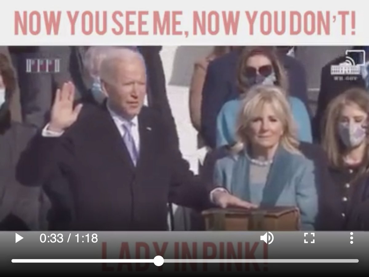 philipxmorris's tweet photo. Watch #TheladyInPink appear & disappear throughout the Biden 'inauguration'.
This is as mysterious as Jill Biden's shoe-colour changing in the course of the ceremony.
Staged TV event, but the seams are showing.
Don't worry, just another #conspiracytheory
https://t.co/TayjQrf8rB https://t.co/SUGDo2ibW0