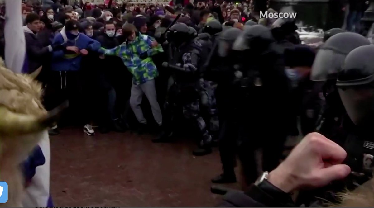 TheresaAFallon's tweet photo. Wait a minute, that is not photoshopped, there is a Russian #BisonMan (left corner) at protest in Moscow. Link here: https://t.co/JigMiyxCnT https://t.co/lXrEuA04NR