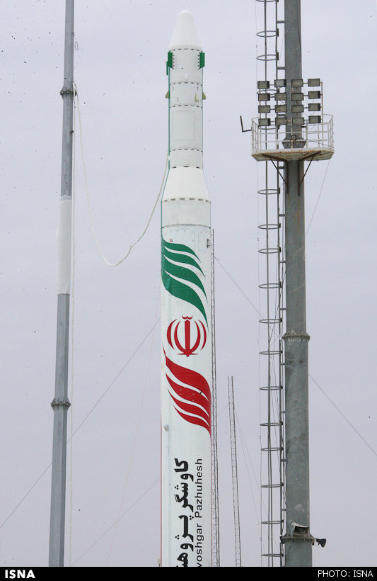 In December 2013, a new type of rocket was used that combined a liquid-fuel Shahab 1 (Scud B) with the biocapsule of the previous Kavoshgars. It was used for the succesful launch of a monkey named Fargam to an altitude of 120km.