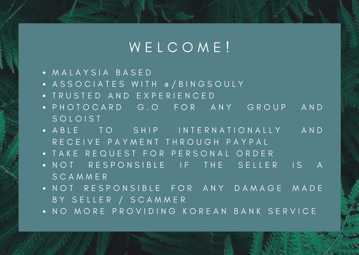 poukasoul's tweet photo. [ MALAYSIA BASED | 양도 ]

ASSOCIATES WITH @bingsouly
 
Tracking orders: https://t.co/YSLZ5O3oN3

Proof > #PoukaArrival
Feedback > Likes / #PoukaFeedback 

OTHER SERVICES:
— Korea Address

PLEASE READ THOROUGHLY BEFORE DM-ING US <33 https://t.co/X86aAiS0iZ