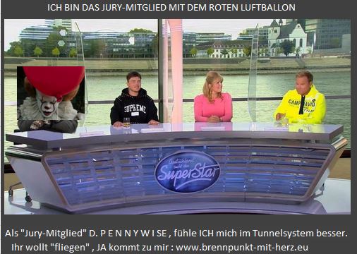 War gestern Jury-Mitglied bei #DSDS ,
also ICH fühlte mich da nicht so gut, 
wie man auf den Bild erkennen kann.

Ihr könnt mich besuchen kommen...
JA, hier "fliegen" ALLE.
brennpunkt-mit-herz.eu