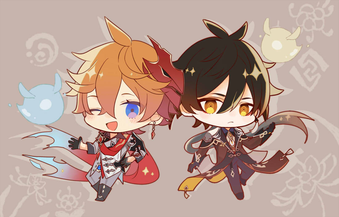 タルタリヤと鍾離先生 #原神イラスト