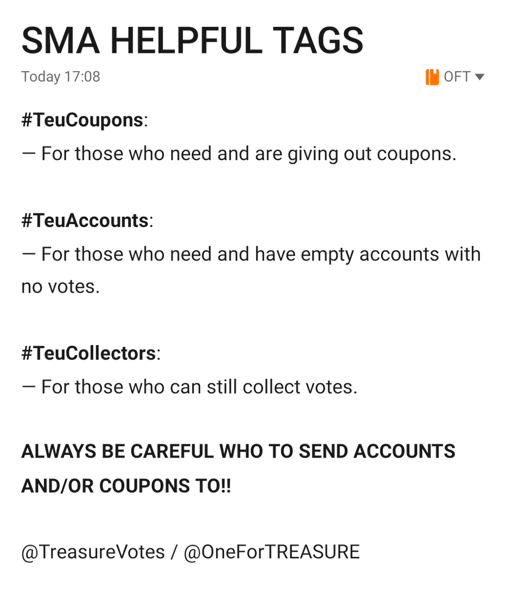 OneForTREASURE's tweet photo. [ 📢 ] UPDATE: As of the moment, we have already run out of coupons however, we are currently working on getting replenishments. For the meantime, use these as guides: #TeuCoupons, #TeuAccounts, #TeuCollectors. Description for each hashtags are on the photo attached. Thank you! https://t.co/kaVYUcLo0g
