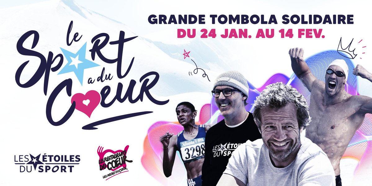 Les Étoiles du Sport rassemblent les champions français pour soutenir <a href="/restosducoeur/">Les Restos du Coeur</a> à travers une tombola exceptionnelle ! 1200 t-shirts #Lesportaducoeur + des rencontres exclusives avec les athlètes. 5€ le ticket. bit.ly/39bJckx