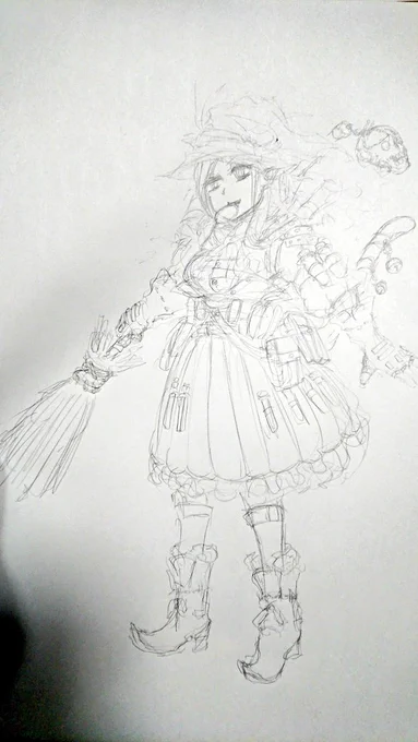 久しぶりに下書き線画描き込みの三枚 