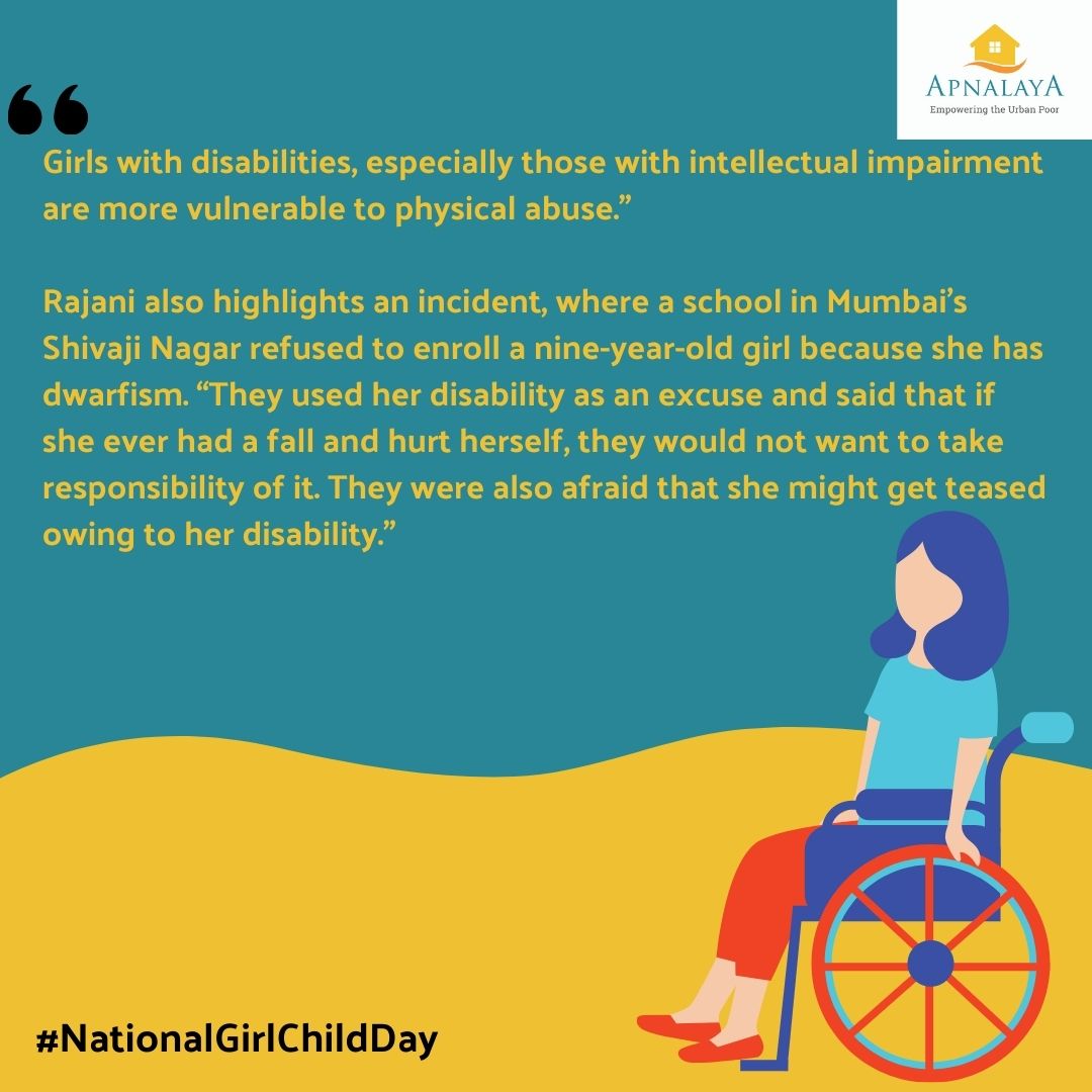 Rajani Kardak, Deputy Programme Manager, Health and Disability, Apnalaya, speaks about the difficulties girls with disabilities face.  #NationalGirlChildDay @PreranaATC  @NGOprotsahan  @STCI_Mumbai  @CSAfamilyforall  @LeherIndia  @ArunKumar3165