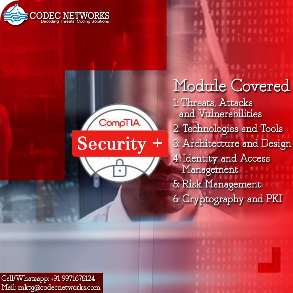 Codec_Networks's tweet photo. #CompTIASecurityPlus is a globally recognized #Certification that validates the vendor-neutral #ITSecurity skill, knowledge &amp; expertise of fundamental. It will help you start your career in #CyberSecurity.

https://t.co/yElhLfuj7I
📲 +91 9971676124 |  8800331124 #CodecNetworks https://t.co/EU3rS3nc0p