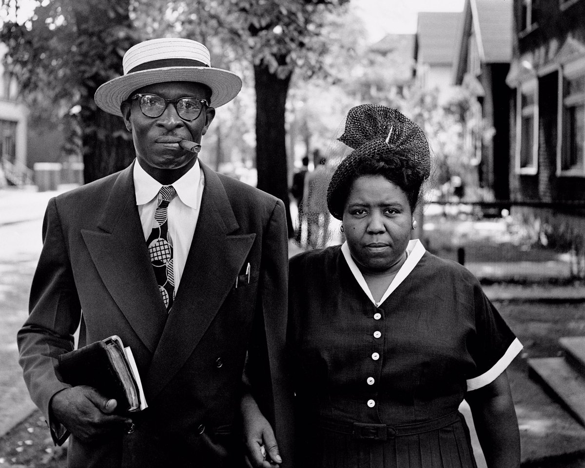 Husband and Wife, Sunday Morning, Detriot, Michigan, 1950 by Gordon Parks. He had been sent back to Fort Scott (where he lived until he was 16) by Life Magazine to find 11 members of his segregated elementary school and see what became of them. The story was never published.