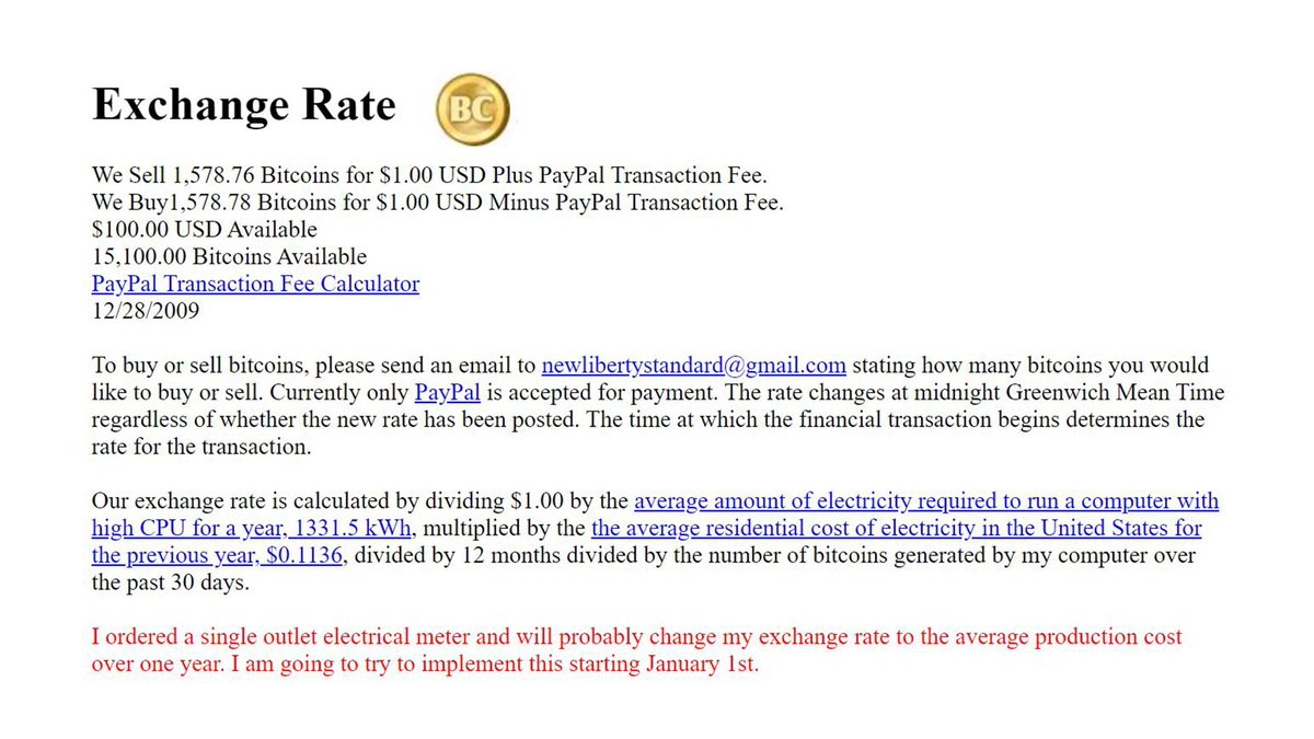 bugün pazar. biraz maziye gidelim.

28 Aralık 2009. bilinen en eski #Bitcoin exchange'i.
1578,76 Bitcoin 1 dolar + işlem komisyonu.
Bugün değeri yaklaşık 52milyonDolar.