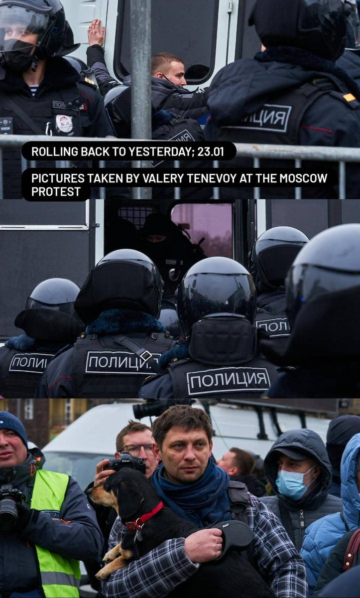 Yesterdays protest in Moscow recorded by Valery Tenevoy.You can view more photos here; https://plagness.com/photo/reportage/tpost/o8nj2hnog1-svobodu-navalnomu-miting-v-moskve-2021-g