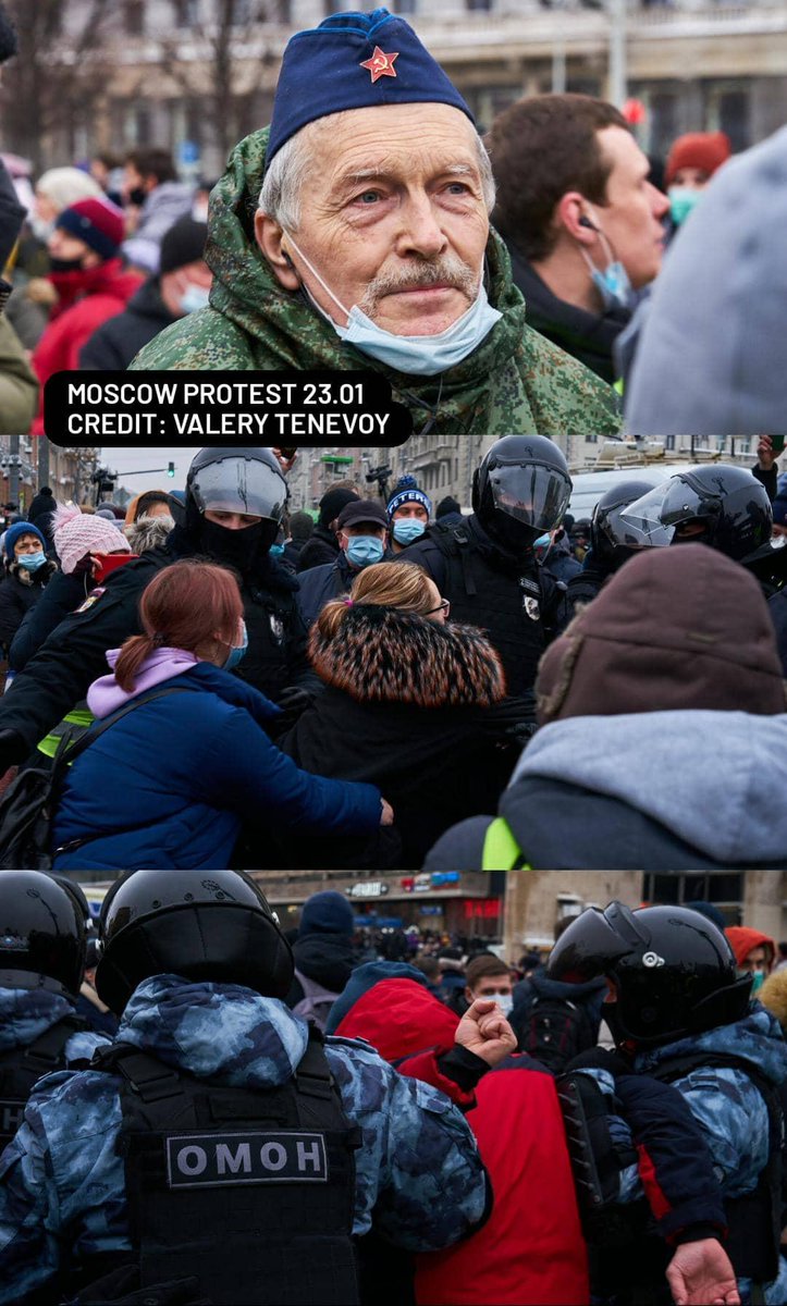 Yesterdays protest in Moscow recorded by Valery Tenevoy.You can view more photos here; https://plagness.com/photo/reportage/tpost/o8nj2hnog1-svobodu-navalnomu-miting-v-moskve-2021-g