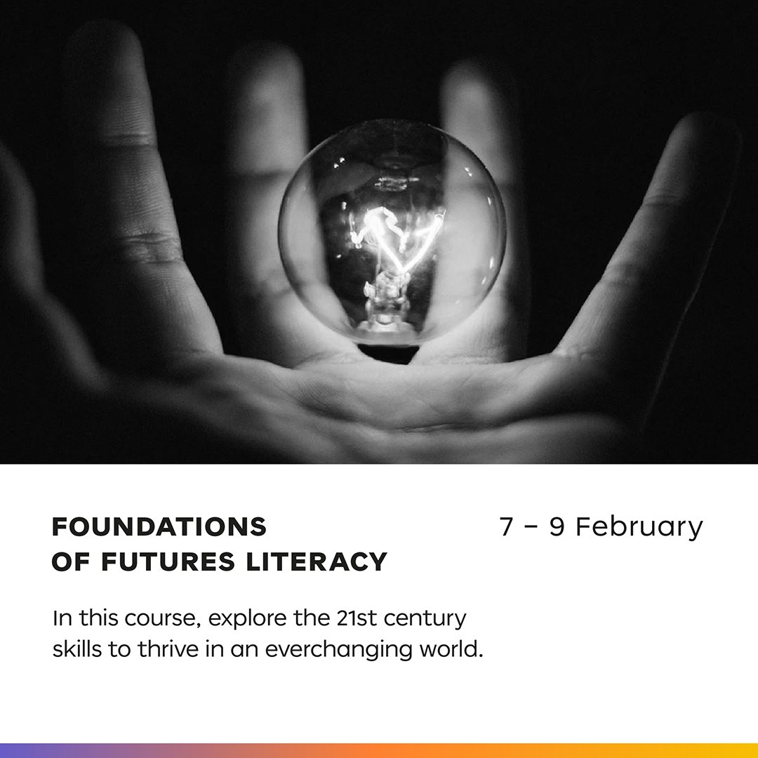 Master the different tools that will help you build a future -oriented mindset and allow you to contribute to our world.
 
Don’t miss the chance, reserve your seat and join our Foundations of Futures Literacy course, open for all levels
Register here: programs.dubaifuture.ae/programs/5fd30…