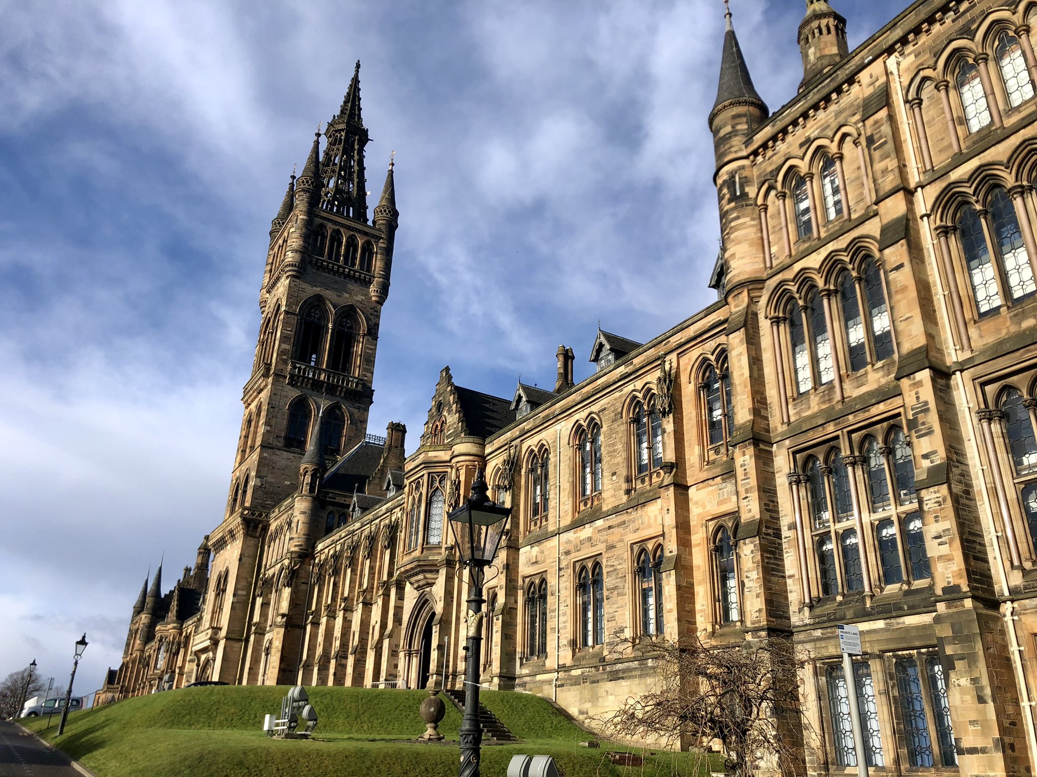 University of Glasgow Gilbert Scott Building in the winter sunshine