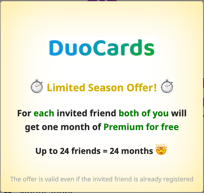 DuoCardsCom's tweet photo. Open your DuoCards app and check out our "Covid Season Promo" 🚀
#learnlanguage #distancelearning https://t.co/nWfSPPWYJF