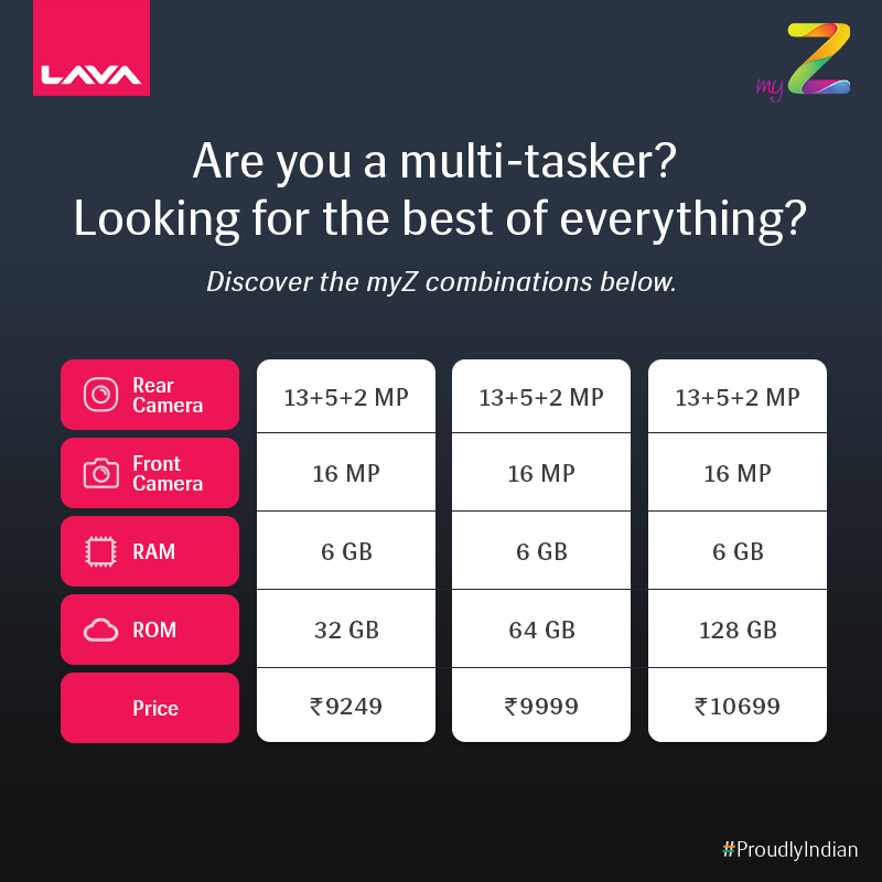 LavaMobile's tweet photo. For the multi-tasker in you, we present the best of everything!
Check out these combinations & get yours now on: https://t.co/btKbQqwNkr
#WorldFirstByLava
#ProudlyIndian https://t.co/uuwggmZleo