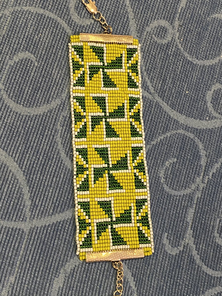 So if there’s no beadwork, check out baskets. Baskets are a long tradition across the world and the designs found in them can create a lot of inspiration in your beadwork. This loomwork is based on a Nez Perce corn husk basket.