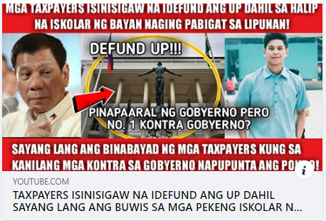 Sarah_Duarte30's tweet photo. FILIPINO TAXPAYERS SINISIGAW NA IDEFUND NA ANG UP DAHIL SAYANG LANG ANG PONDO PARA SA MGA 'ISKOLAR NG BAYAN' NA NAGING 'PABIGAT SA LIPUNAN' https://t.co/H93Nl44MTH